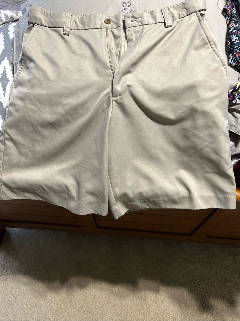 Izod Men's Beige Flat Front Shorts